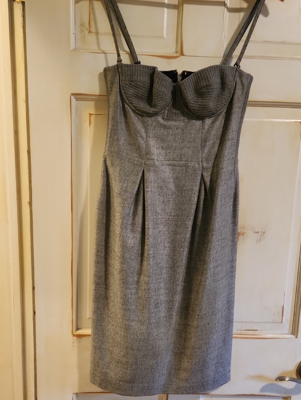 La PERLA Gray Sleeveless Bustier Midi Dress - Women's Elegant Sheath Fully Lined